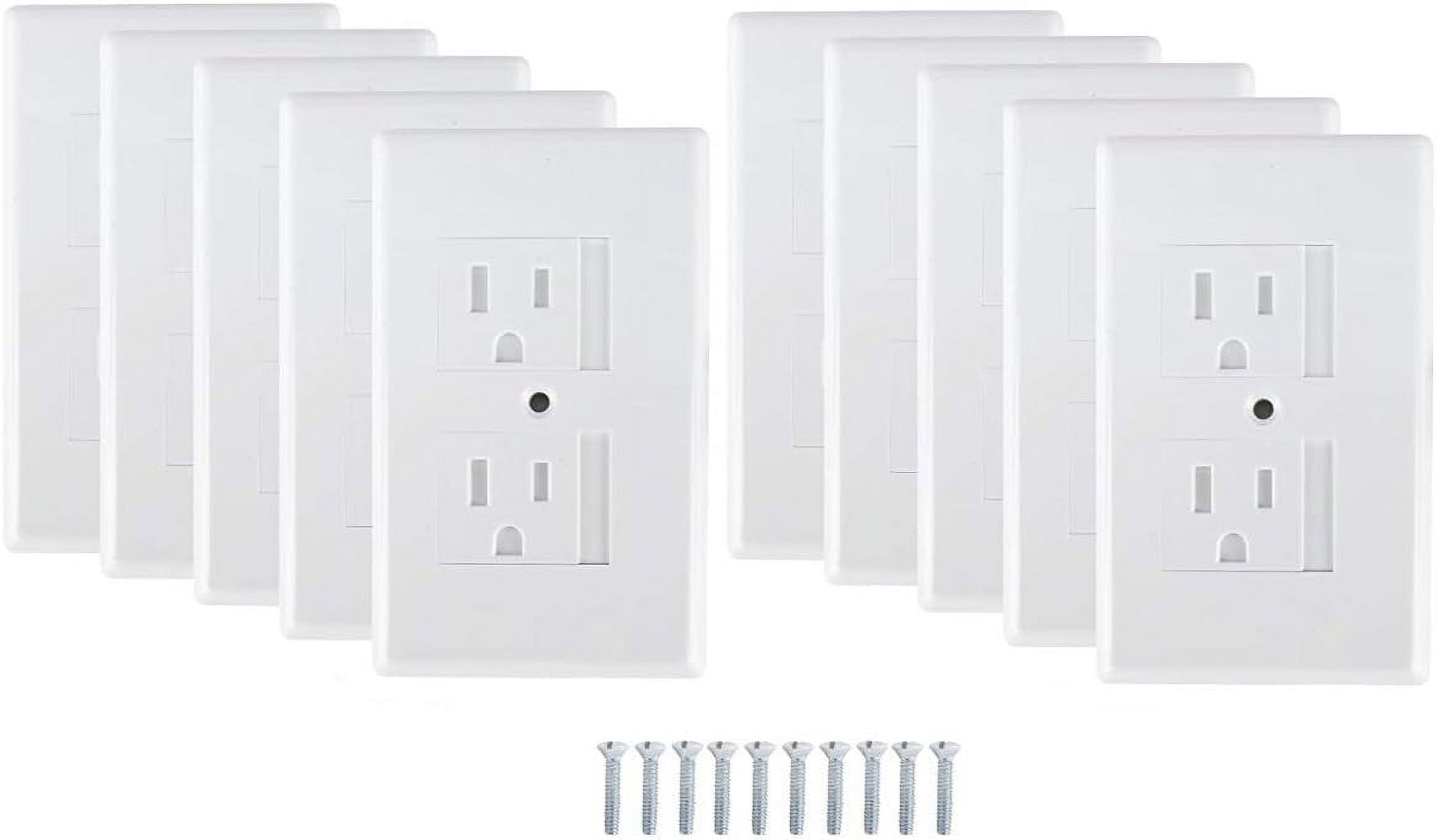 Plate Electrical Outlet Covers Standard, White, 10 Pack