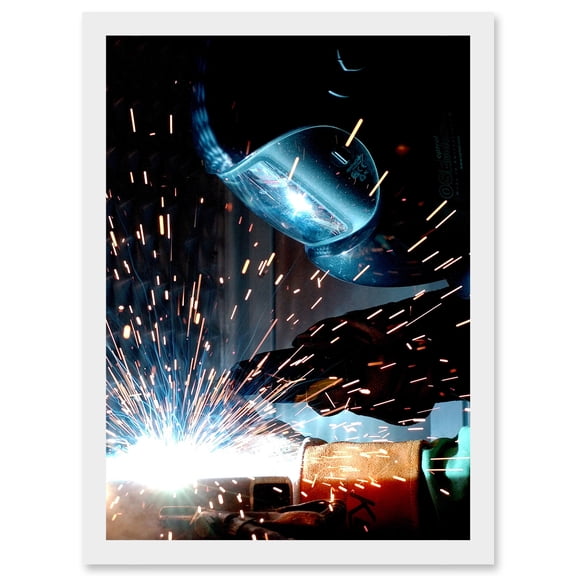 Plate Gas Metal Arc Welding Welder Sparks Photo Artwork Framed Wall Art Print A4