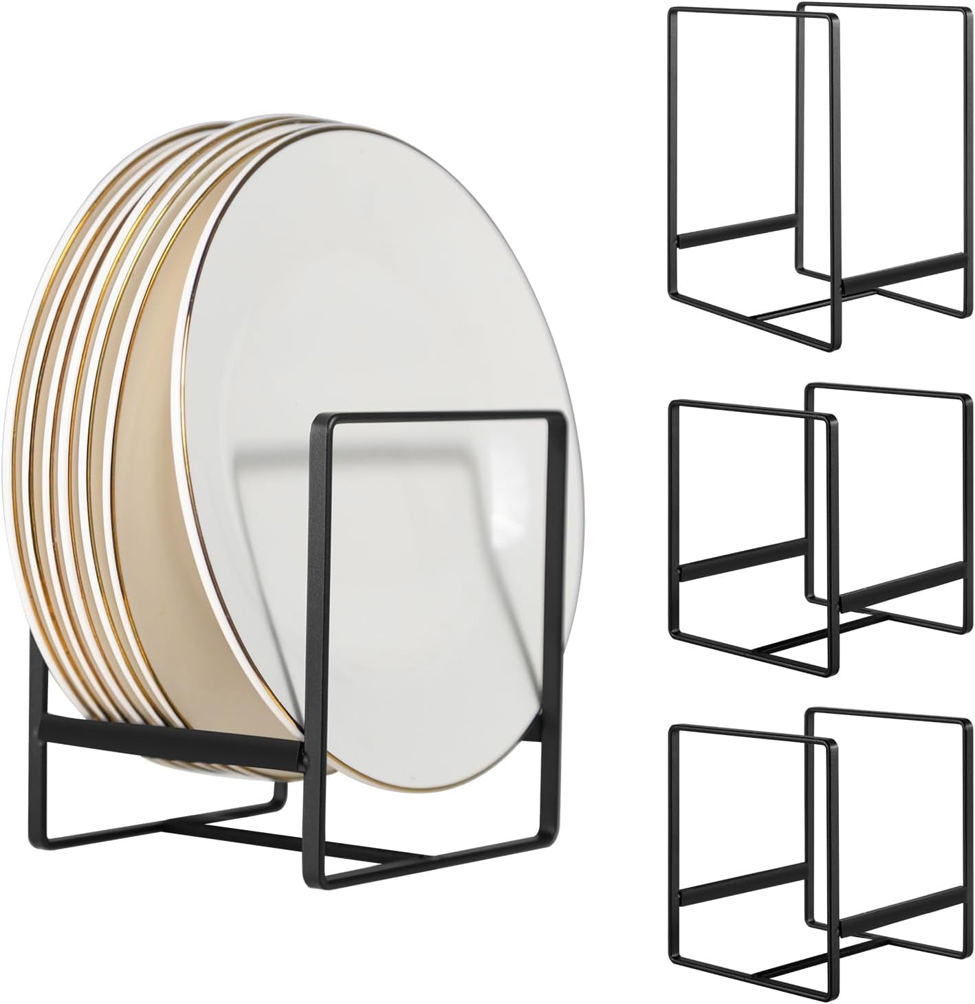Plate Holder Organizer 3 Pack Metal Upright Dish Rack Plate and Bowl ...
