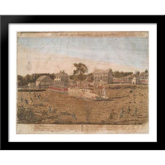 Plate I. The battle of Lexington, April 19th 1775 34x28 Large Black Wood Framed Print Art by Ralph Earl