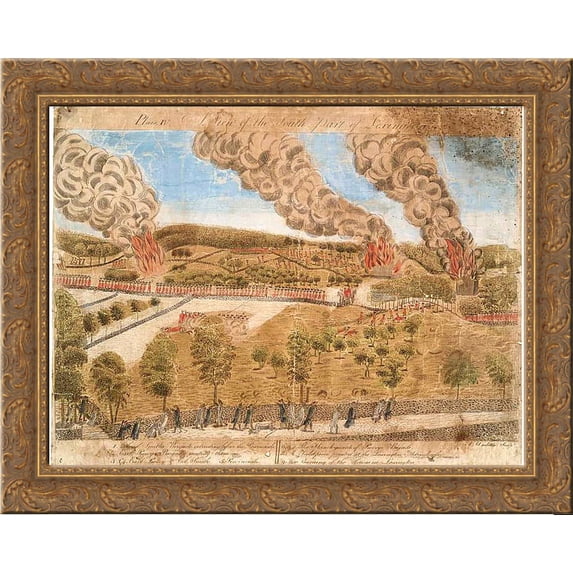 Plate IV. A view of the south part of Lexington 24x20 Gold Ornate Wood Framed Canvas Art by Ralph Earl