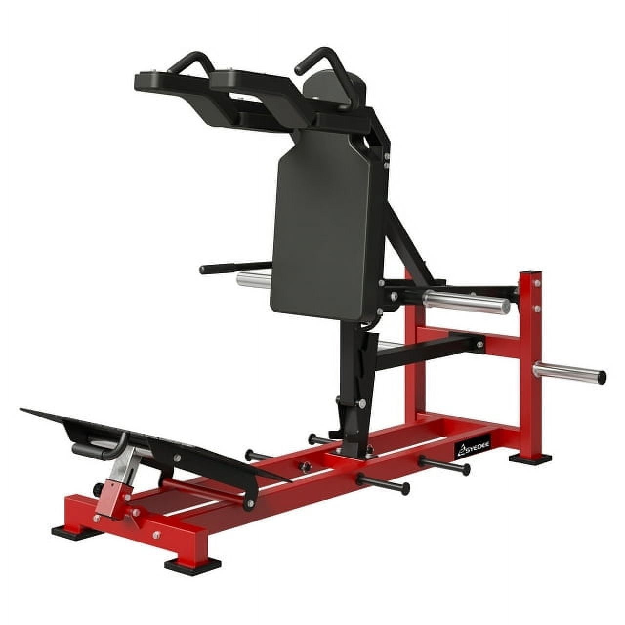 Plate Loaded Hack Squat Machine with Band Pegs, V Squat Machine with Adjustable Footboard