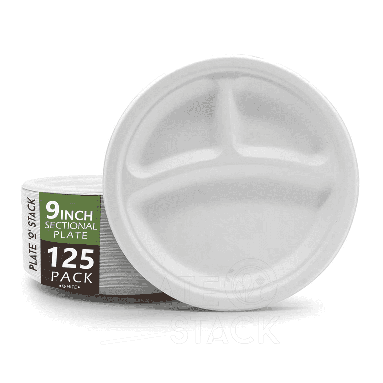 Plate O Stack 100 Compostable 9 Inches. Sectional Disposable