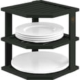 thumbnail image 1 of 3-Tier Bamboo Corner Shelf Organizer for Cabinets & Countertops, Plate & Bowl Rack Stand for Kitchen, Pantry or Bathroom, Freestanding Space-Saving Corner Storage, Black, 1 of 8