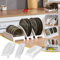 Plate Organizer for Cabinet, Set of 2 Plate Holders Metal Plate Storage Rack for Counter-top and Cupboard