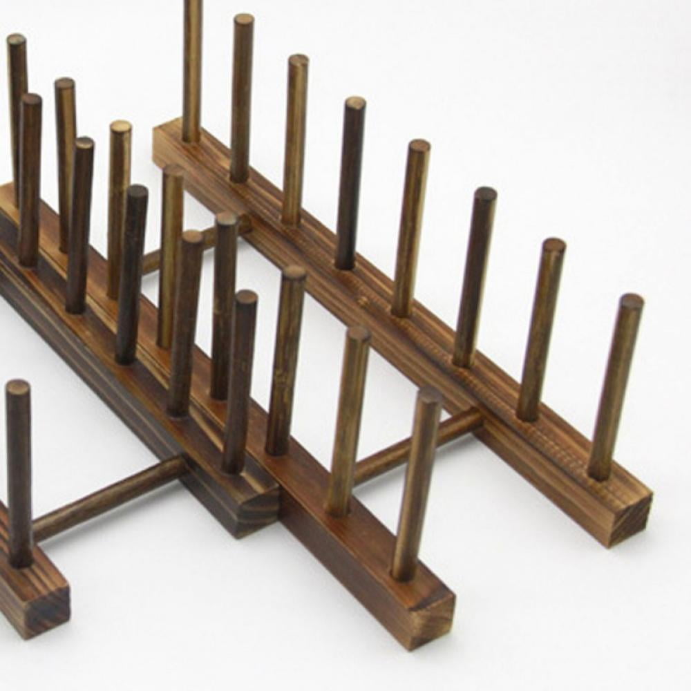 Plate Racks Stand Pot Lid Holder Bamboo Wooden Dish Racks Kitchen ...