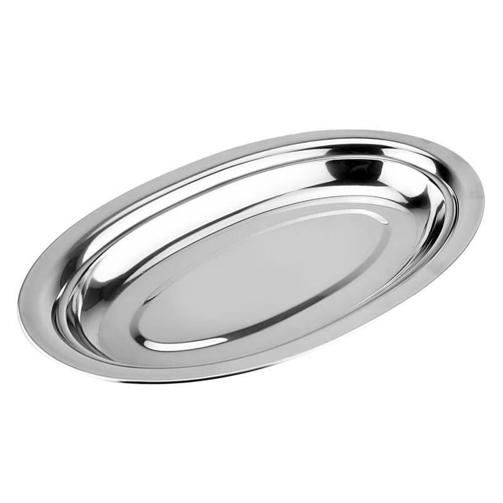 Plate Serving Platter Oval Stainless Steel Plates Tray Fish Dish Dinner