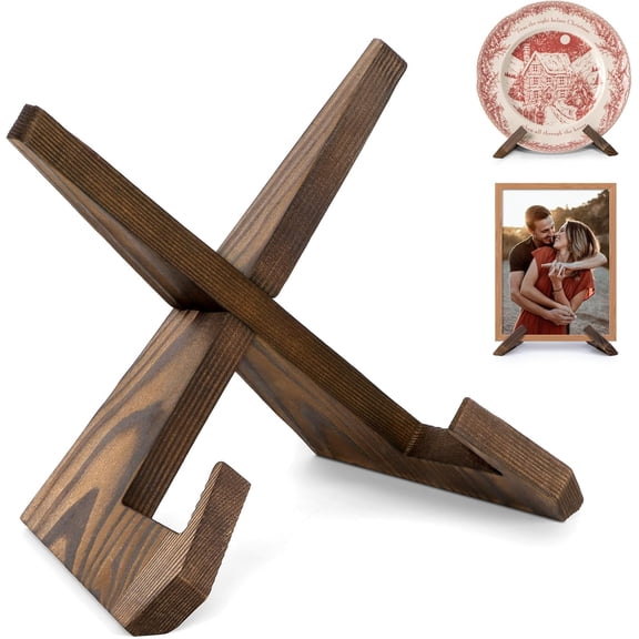 Plate Stand for Display - 6.5 Inch Plate Holder Display Stand, Wooden Picture Frame Holder, Decorative Table Top Easels