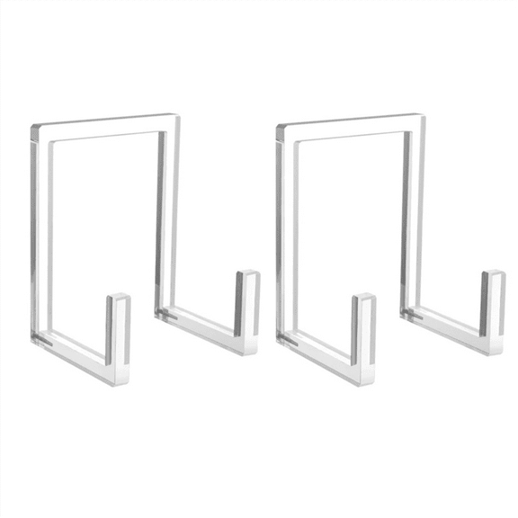 Plate Stand for Display, Clear Acrylic Square Holder Tabletop Picture Frame Easel Book, 2Pack