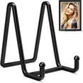 thumbnail image 1 of Plate Stands for Display - 4.5 Inch Metal Square Wire Plate Holder Display Stand + Picture Frame Stand Holder Easel for Book, Decorative Plate, Plaque, Photo, Platter (Black 2 Pack), 1 of 7