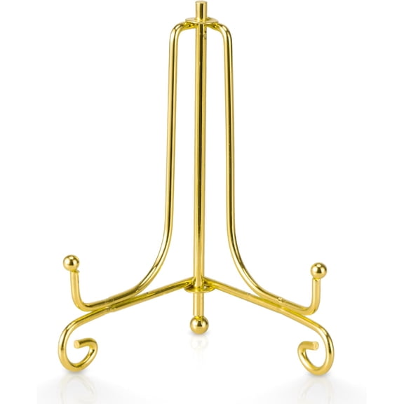 Plate Stands for Display, 4 Inch Decorative Plate Holder, Metal Picture Stand for Table, Small Easels for Display Card, Photo, and PSA Slab - Ideal for Party and Wedding (Gold, 2 Pack)