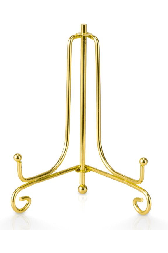 Plate Stands for Display, 4 Inch Decorative Plate Holder, Metal Picture Stand for Table, Small Easels for Display Card, Photo, and PSA Slab - Ideal for Party and Wedding (Gold, 2 Pack)