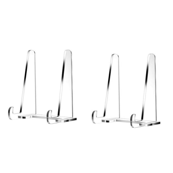 Plate Stands for Display, Clear Acrylic Square Holder Stand Tabletop Picture Frame Stand Easel for Book, Photo 2 Pack