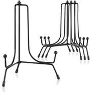 Mocoosy 4 Pack Improved Anti-Slip Plate Stands for Display, 6 Inch Plate Holder Display Stand, Picture Frame Holder Stand, Black Iron Easel Stands for Photo, Decorative Plate and Tabletop Arts