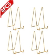 Qutool 6in Plate Stands, 4 Pack Metal Display Easels for Tabletop Decor, Gold