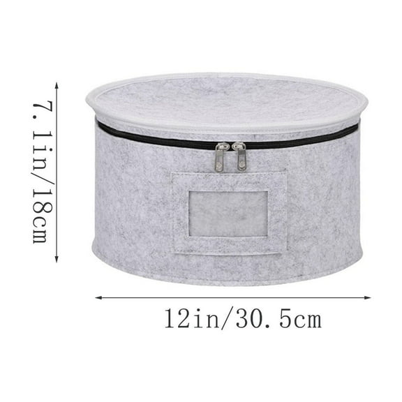 Plate Storage Case with Lid, Felt China Storage Containers Dinnerware Storage Box with 2 Handles for Storing and Organizing Dinnerware Dishes