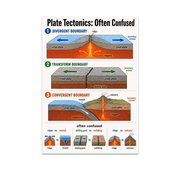 Plate Tectonics Educational Reference - Earth Science Learners - 13x19 ...