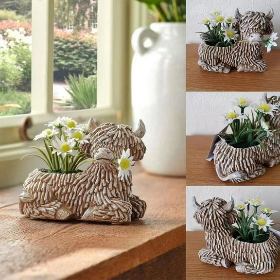 Plateau Cattle Planter Plant Pot for Home Garden Decoration, Housewarming Gifts for Cow Lovers,Plateau Cattle Shape