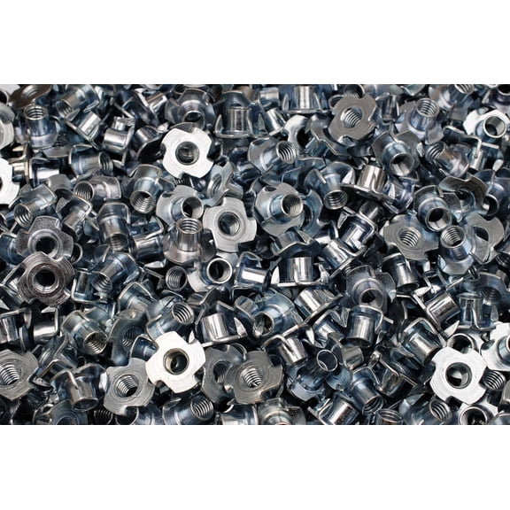 Plated 3/8-16 x 7/16 Tee Nuts 4-Prong Wood Insert Nut