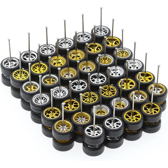 Plated 64 Wheels Mixed/Random Real Riders Wheels Rims Tires Set for 10 Cars 1/64 Scale (J1003)