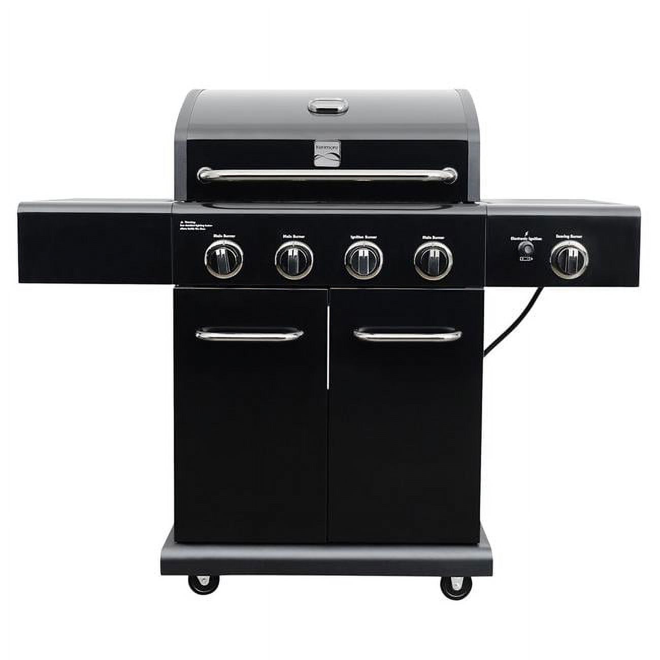 Plated Accents 4 Burner Outdoor Patio Gas BBQ Grill with Searing Side Burner&#44; Black & Chrome - image 1 of 1