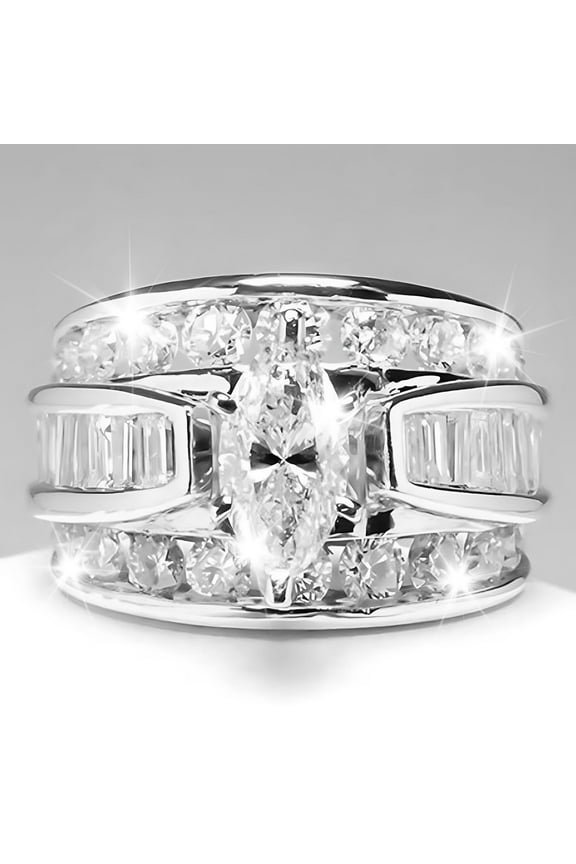 Plated Chunky Ring Pear Shaped Zirconia Wedding Ring For Women