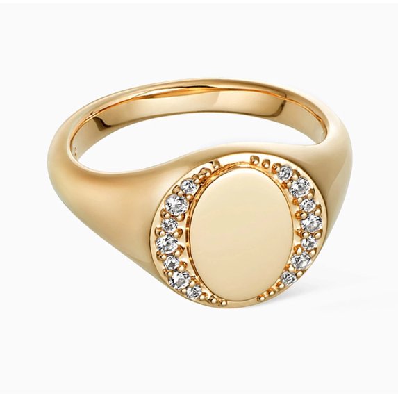 Plated Custom Gold Oval Ring Best Personalized Biography Sapphire ...