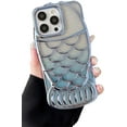 thumbnail image 1 of Plated Fish Shape Scale Grid Glitter Powder Soft  for iPhone Case (Blue,iPhone 14 Pro), 1 of 6