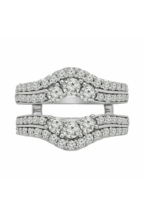 Plated Gold White 14k Wrap Wedding Enhancer Solitaire Moissanite Cut Round Ct 2.50