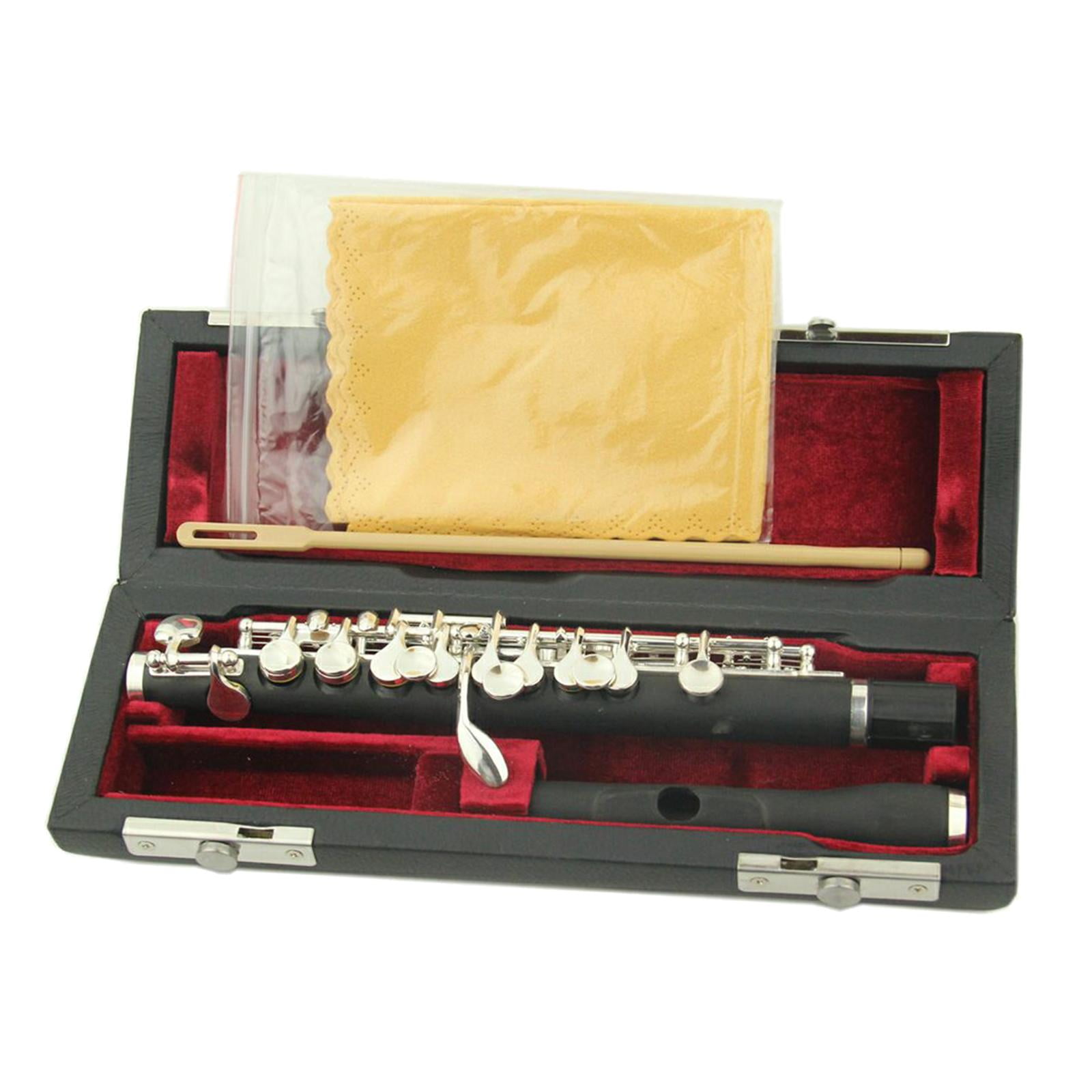 Plated Key of C Piccolo Flute Instruments with Storage Case Cleaning Cloth Screwdriver Cover Student Kids Gifts