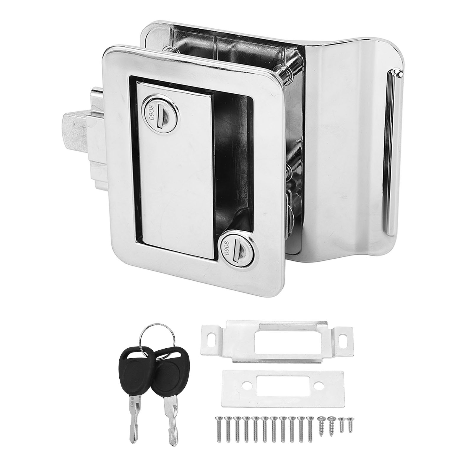 Plated Metal RV Door Lock with 2 Keys Advanced Locking Technology