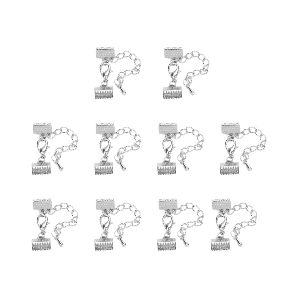 Plated Ribbon Ends Textured Crimp Clamps Jewelry Making Caps Metal