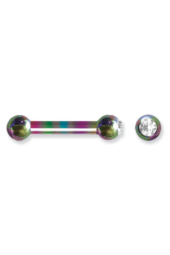 Plated SGSS BB w Press Fit Gem Ball 10G (2.6mm) 5/8 (15mm) Long w/ 1 6m BB1GZ10-60-66-RBZCL