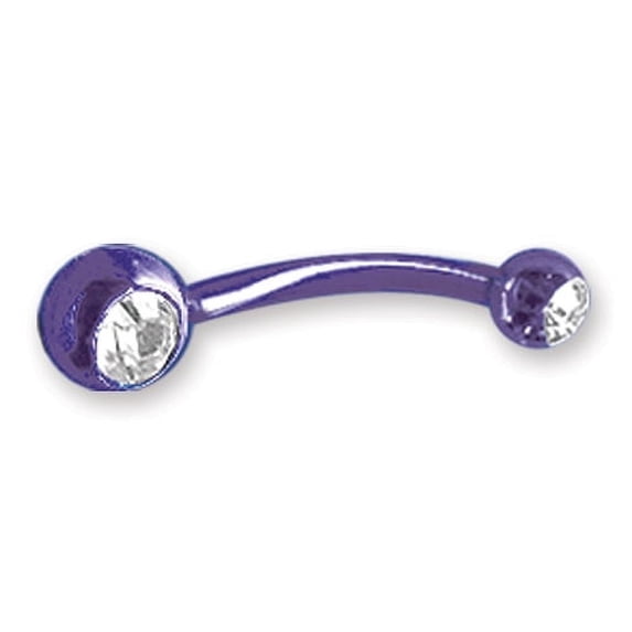 Plated SGSS Curv BB w Press Fit Gem Balls 14G 7/16 Long 4X6mm Gem Balls