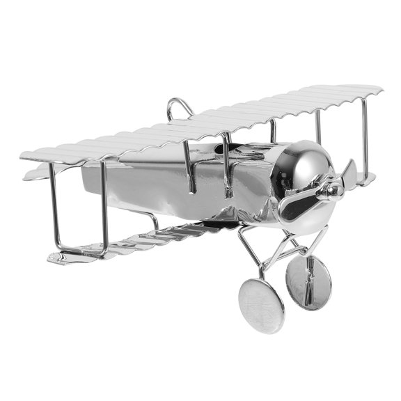 Plated Silver Metal Plane Model with Retro Style for Bedroom and Living Room Decoration