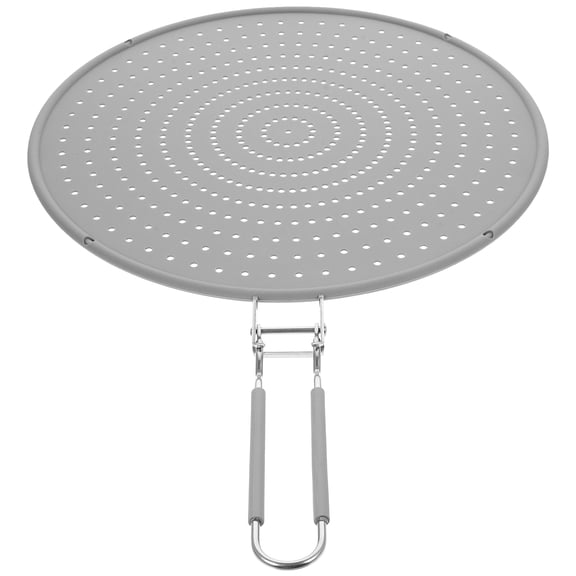 Plated Silver Silicone Grease Splatter Guard for Cooking Pan with Easy Grip Handle
