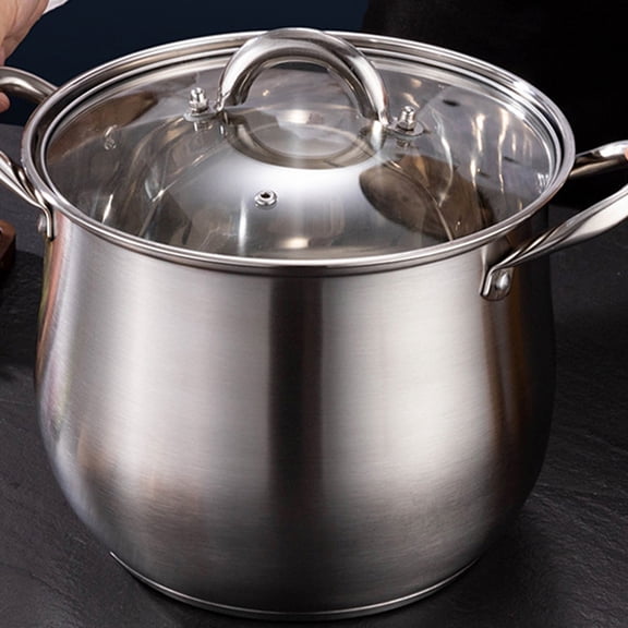 Plated Silver Stainless Steel Large Cooking Pot with Dual Handles and Anti Spill Rim