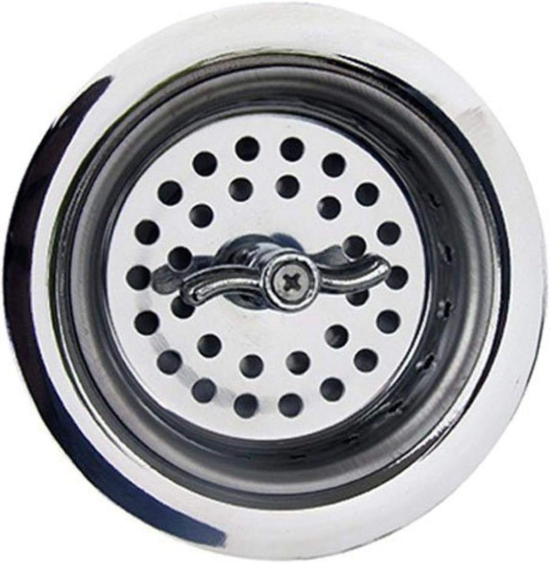 Plated, Stainless Steel Kitchen Sink Basket Strainer Assembly With Spin