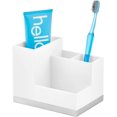 thumbnail image 1 of Plated Toothbrush and Toothpaste Holder - Storage Organizer Stand with 4 Compartments for Bathroom Countertop - Holders for Electric Toothbrush, Toothpaste - Hyde Collection - White/Chrome, 1 of 12