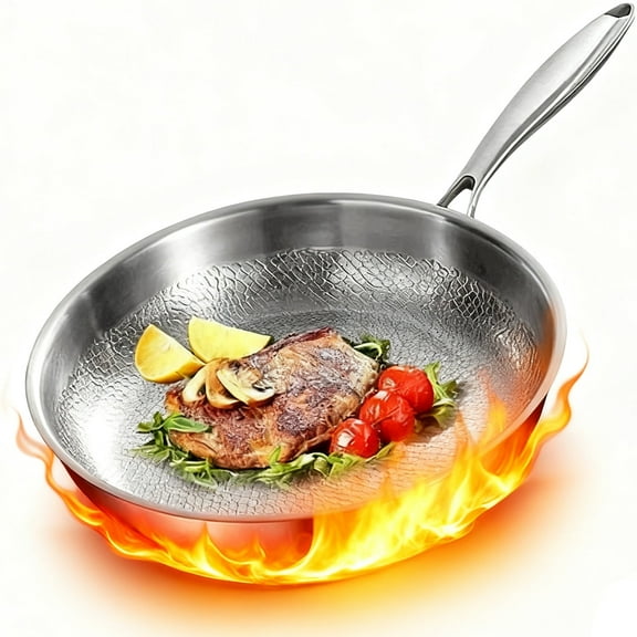 Titanium Pan with Lid, Pure Titanium Nutri-Pan, Titaniums Hammered Pans Pro, Multifunctional Ultra-Durable Frying Nonstick Pans, Dishwasher-Friendly