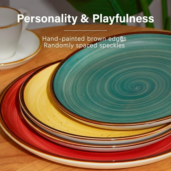 Plates and Bowls Set - Microwavable, Oven & Dishwasher Safe Porcelain Dinnerware Set - Scratch Resistant, Ceramic Dishware for 4(12pcs) - Assorted Colors