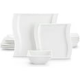 thumbnail image 1 of Plates and Bowls Sets, 12 Pieces Modern Porcelain Dinnerware Sets for 4, Marble Dishware Set Kitchen Dining Ware Set, Square Ceramic Dish Set, Microwave and Dishwasher Safe, Series Flora, 1 of 8