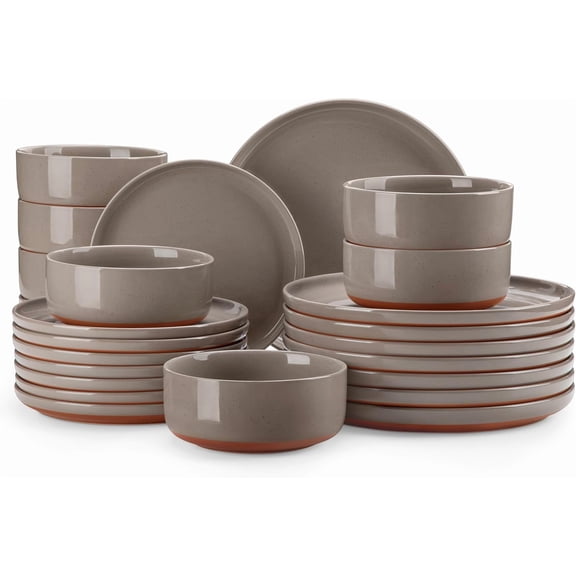 Plates and Bowls Sets, 12 Pieces Modern Stoneware Dinnerware Set for 4 Kitchen Dinner Set Ceramic Dishware Dishes Set Microwave and Dishwasher Safe, White,