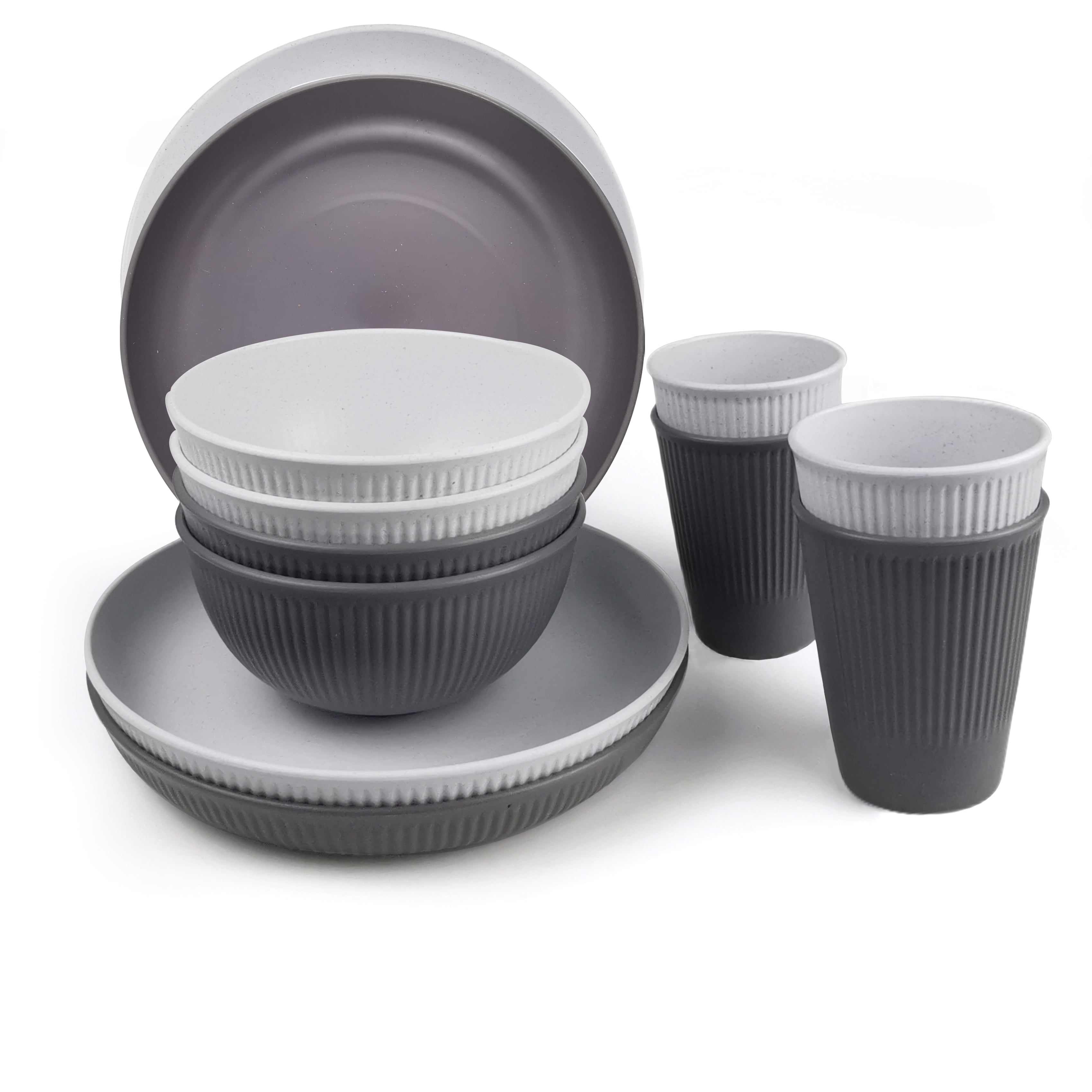 Plates and Bowls Sets,Plastic Dinnerware Set,Plate Set,Dishes Set for 4