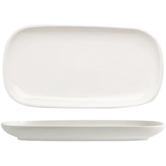 Plates Ceramic Fish Plate, Household Steamed Fish Plate, Rectangular Vegetable Plate Dishes(Small)