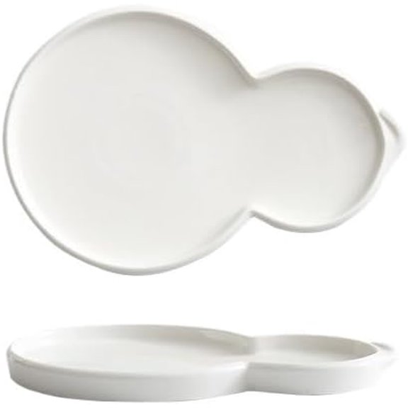 Plates Cold Dish Plates for Home Use, Dumpling Plates, With Vinegar Dish, Cold Dish Platters Dishes(A,Small)