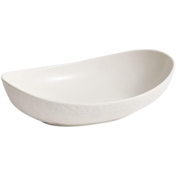 Plates Oval Ceramic Plates for Home Use, Hotel Restaurant Use, Japanese Style Salad Plates, Stone Pattern Deep Plates Dishes(Medium)