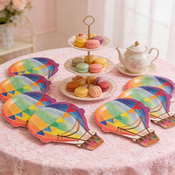 Plates For Party,Platos Desechables Para Fiesta,Hot Air Balloon Paper Plates - Durable Disposable Party Plates for Baby Shower Decorations - Coordinates with Hot Air Balloon Centerpieces(8pcs)