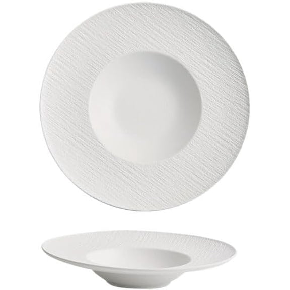 Plates Rock Pattern Ceramic Deep Plate, Japanese Style Western Tableware, Household Restaurant Dish for Pasta Salad Soup Dishes(A,Medium)