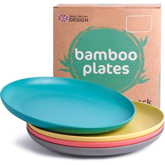 Plates Set 4-pack Dinner Plates for Colorful Fiber Dinnerware Set for Everyday Use